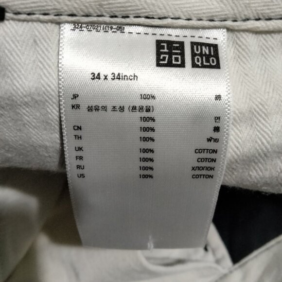 Uniqlo Mens Chino Pants Black 34x34 (Actual Size 34x27) 100% cotton - Picture 4 of 6